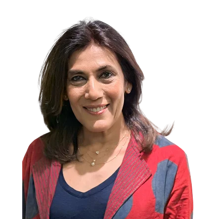 Headshot of Seema Ram, English and Hindi psychotherapist in Hong Kong, smiling professionally.