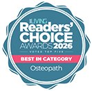 Award expat living reader's choice award 2026 Best Voted best in 5 for Osteopath